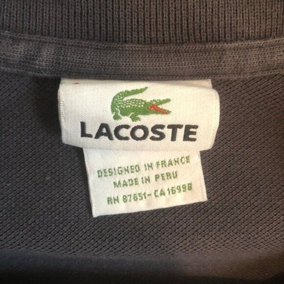 Lacoste Charcoal Gray Cotton Polo Shirt 4XL/9 - Picture 4 of 4